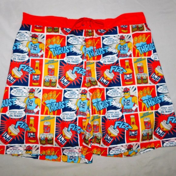 The Simpsons Mens XL Duffman Comic Swim Board Shorts - Picture 1 of 9